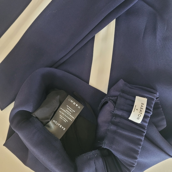 Babaton Aritzia Conan Pant Terado Navy Side Stripe Japanese Crepe Fabric sz 4 - Picture 9 of 10